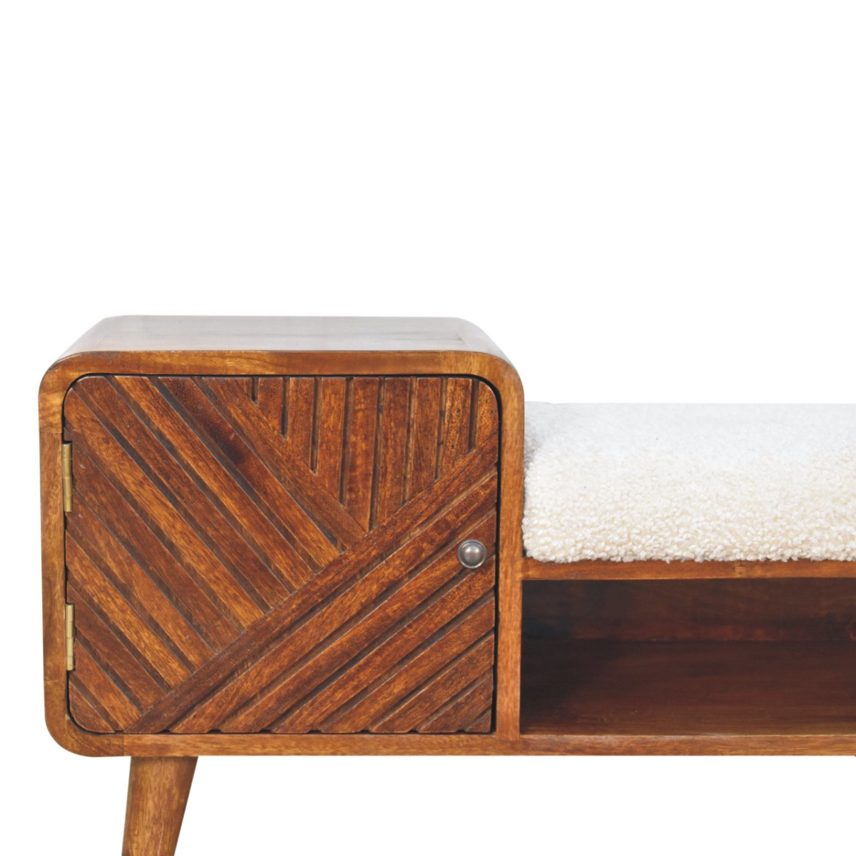 Artisan Furniture Solid Mango Wood Boucle Carved Chestnut Telephone Table
