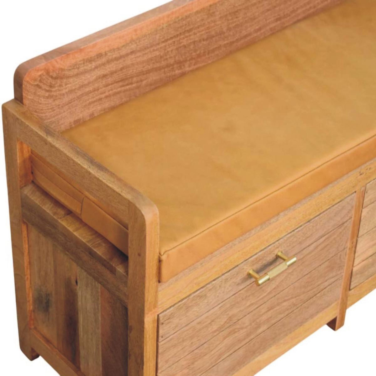 Artisan Furniture Solid Wood Oxford Oak-ish Storage Bench,  2 Drawers, Light Brown