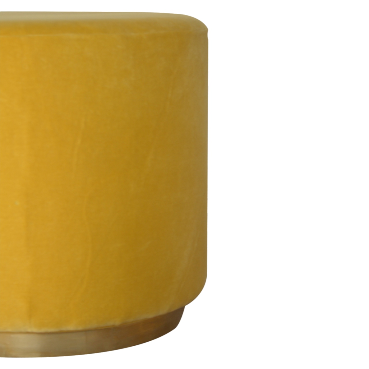Artisan Furniture Solid Mango Wood IN818 - Mustard Velvet Footstool with Gold Base