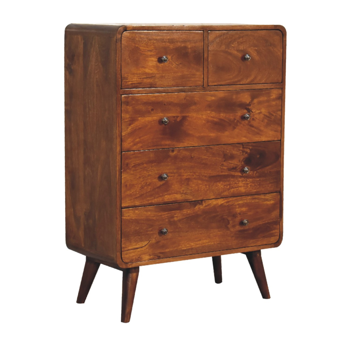 Artisan Furniture Solid Mango Wood 2 over 3 Curved Chestnut Chest