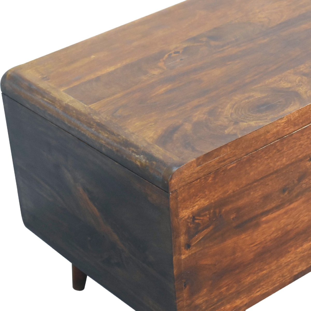 Artisan Furniture Solid Wood Curved Chestnut Lid-up Blanket Box, Brown
