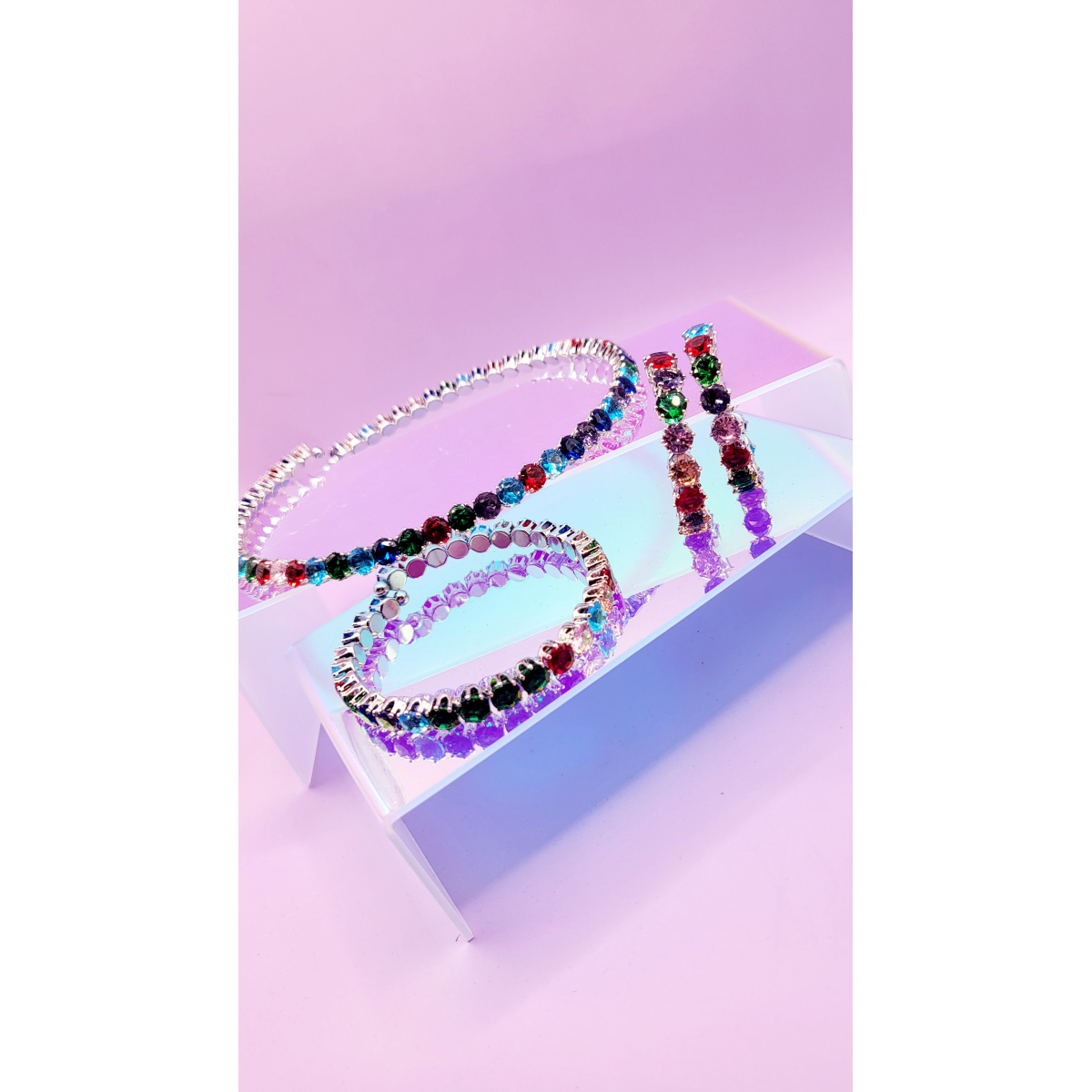 Aura Crystal Trio Choker, Bracelet & Earrings