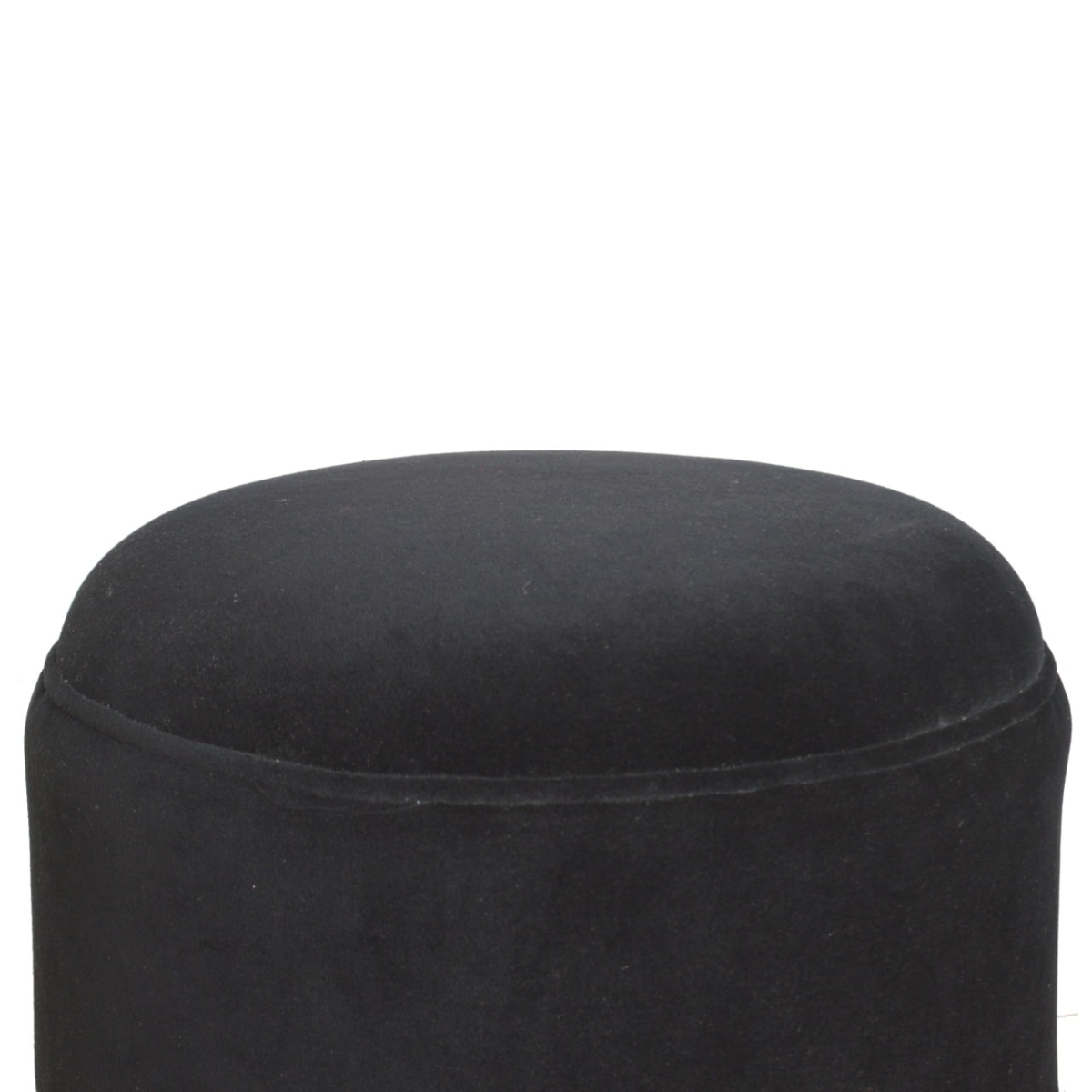 Artisan Furniture Solid Mango Wood Black Velvet Nordic Style Footstool