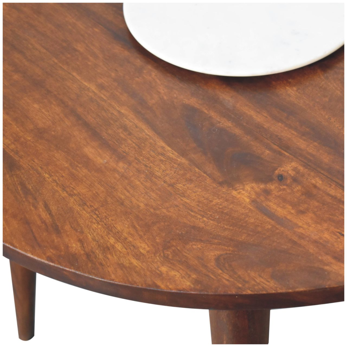 Artisan Furniture Solid Wood Chestnut Round Nordic End Table, Brown