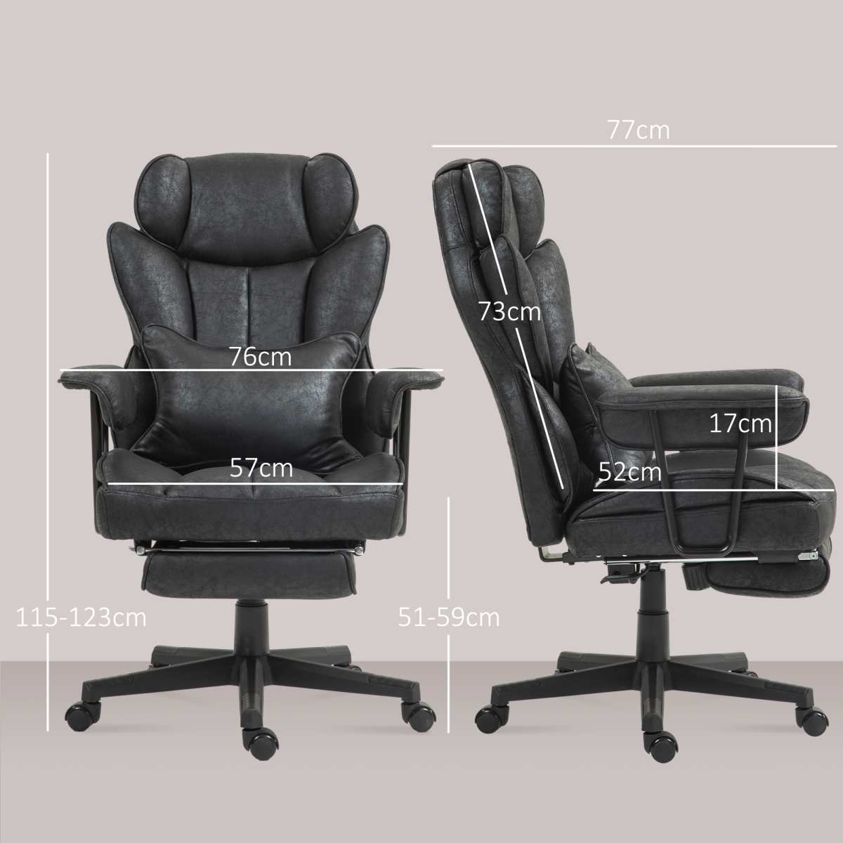 HOMCOM Massage Office Chair, Heated Reclining Desk Chair, Black
