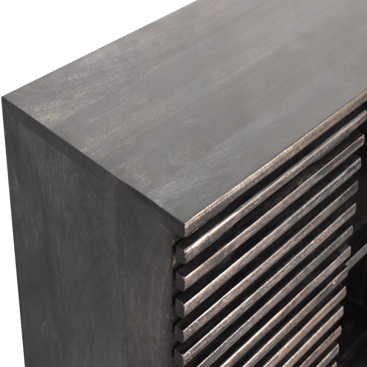 Artisan Furniture Solid Wood Kobe Cabinet, Black, Sliding Door and 2 Drawers