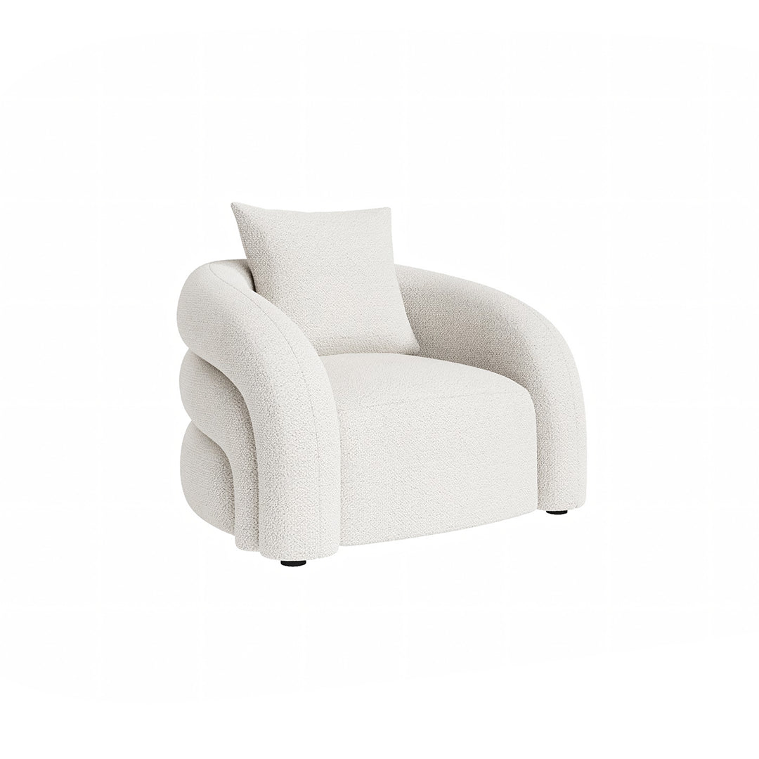 Sadiq Armchair With Cushion, White Boucle