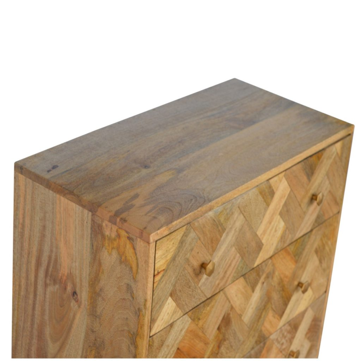 Artisan Furniture Solid Mango Wood 3 Drawer Zig-Zag Patterned Patchwork Chest