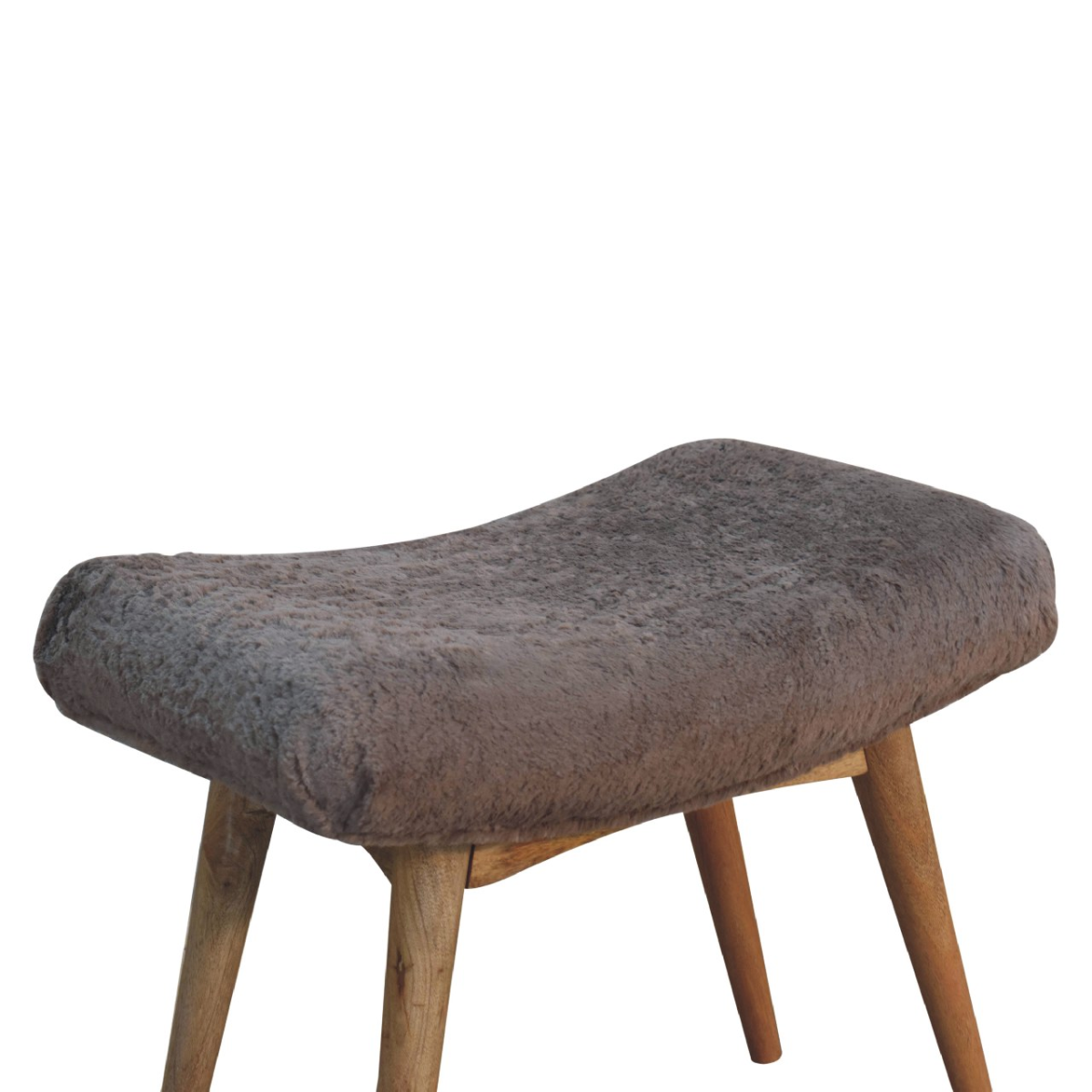 Artisan Furniture Solid Wood Mocha Faux Fur Curved Bench