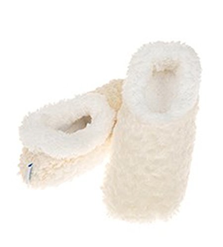 Ladies Super Soft Rose Textured Fur-Like Fabric Snoozies Slippers (Medium 5-6, Cream)