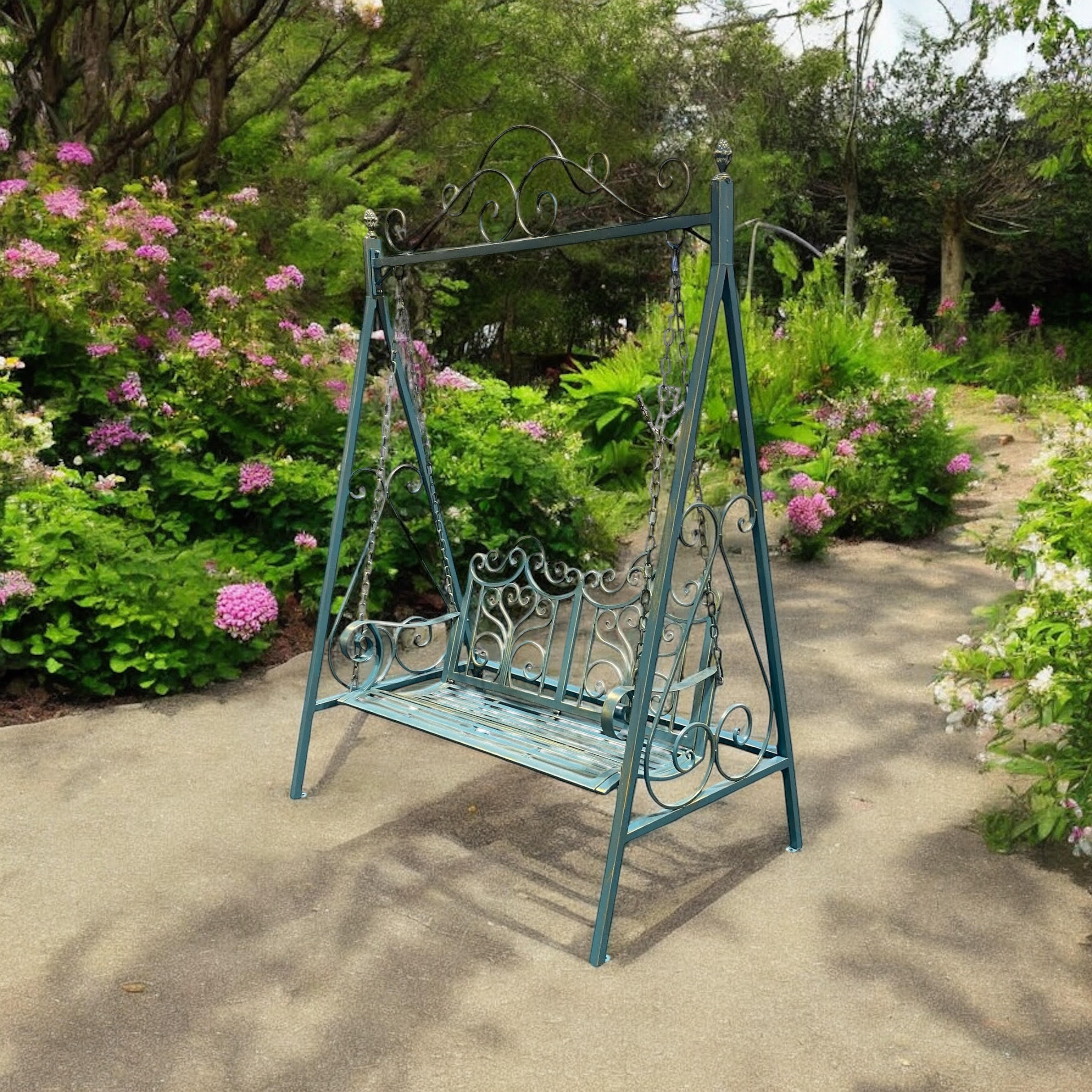 BLUE/GOLD METAL SWING BENCH