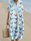 Women's Casual V-Neck 3D Digital Print Dress