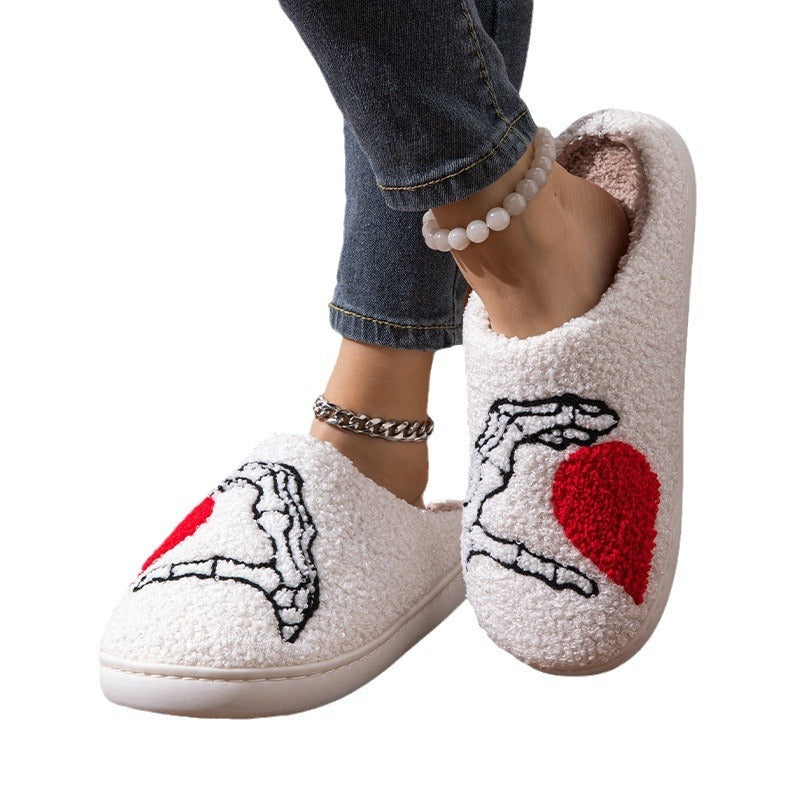 Luxurious Love Black Hand Thickened Cotton Slippers - Non-Slip, Warm & Wear-Resistant