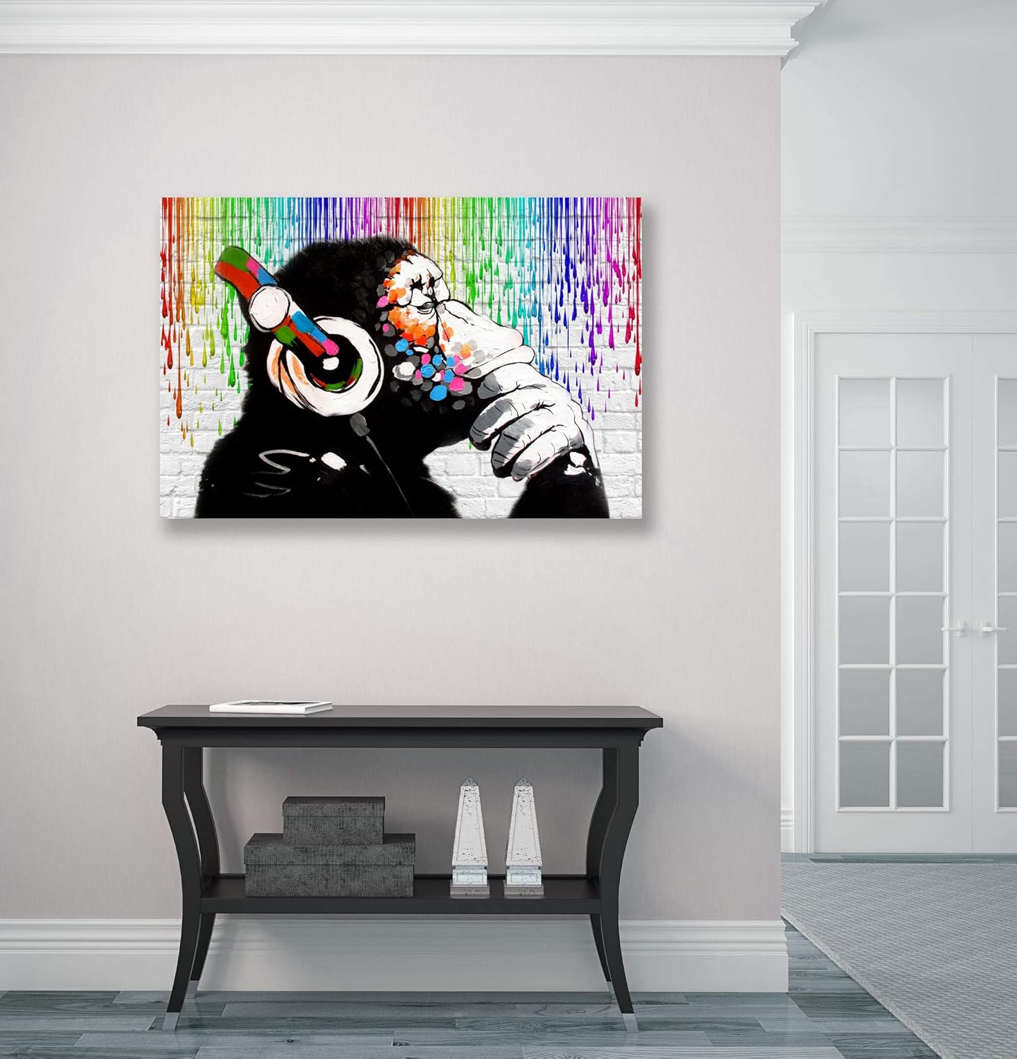 Banksy Style Monkey Canvas Art Street Art Print 24x16 Inch Wall Decor