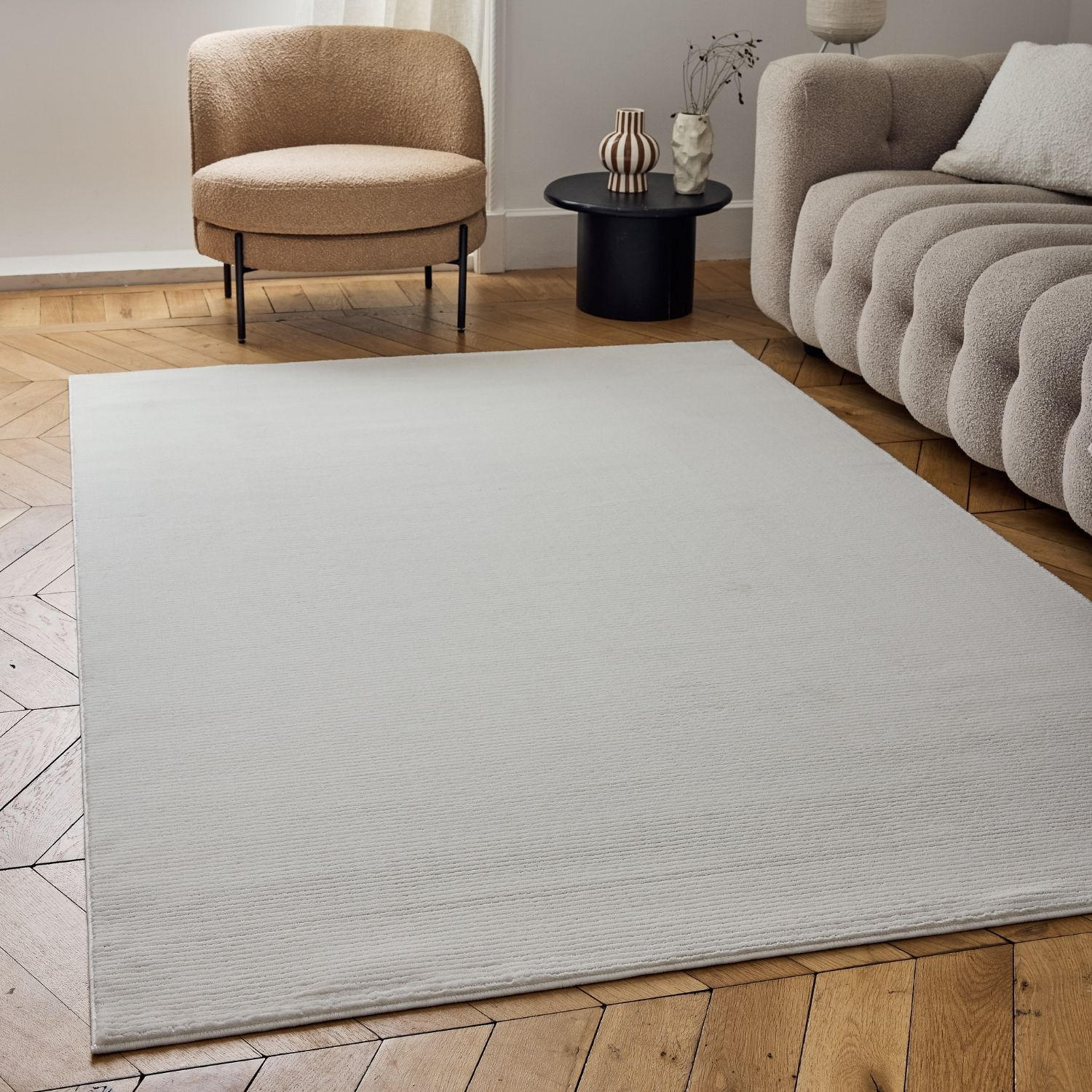 Carmel Cream Striped Rug | 6010