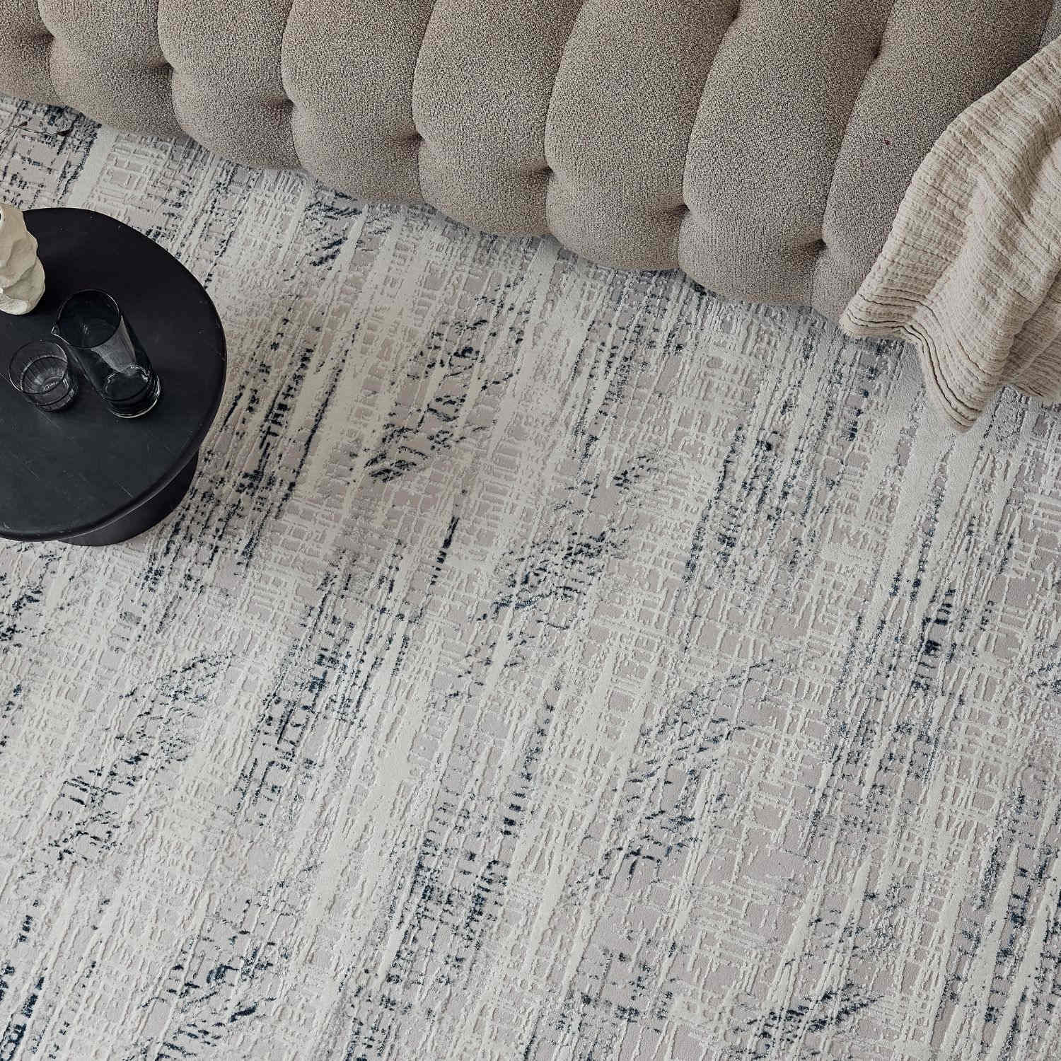 Carmel Cream-Blue Abstract Rug | 6030