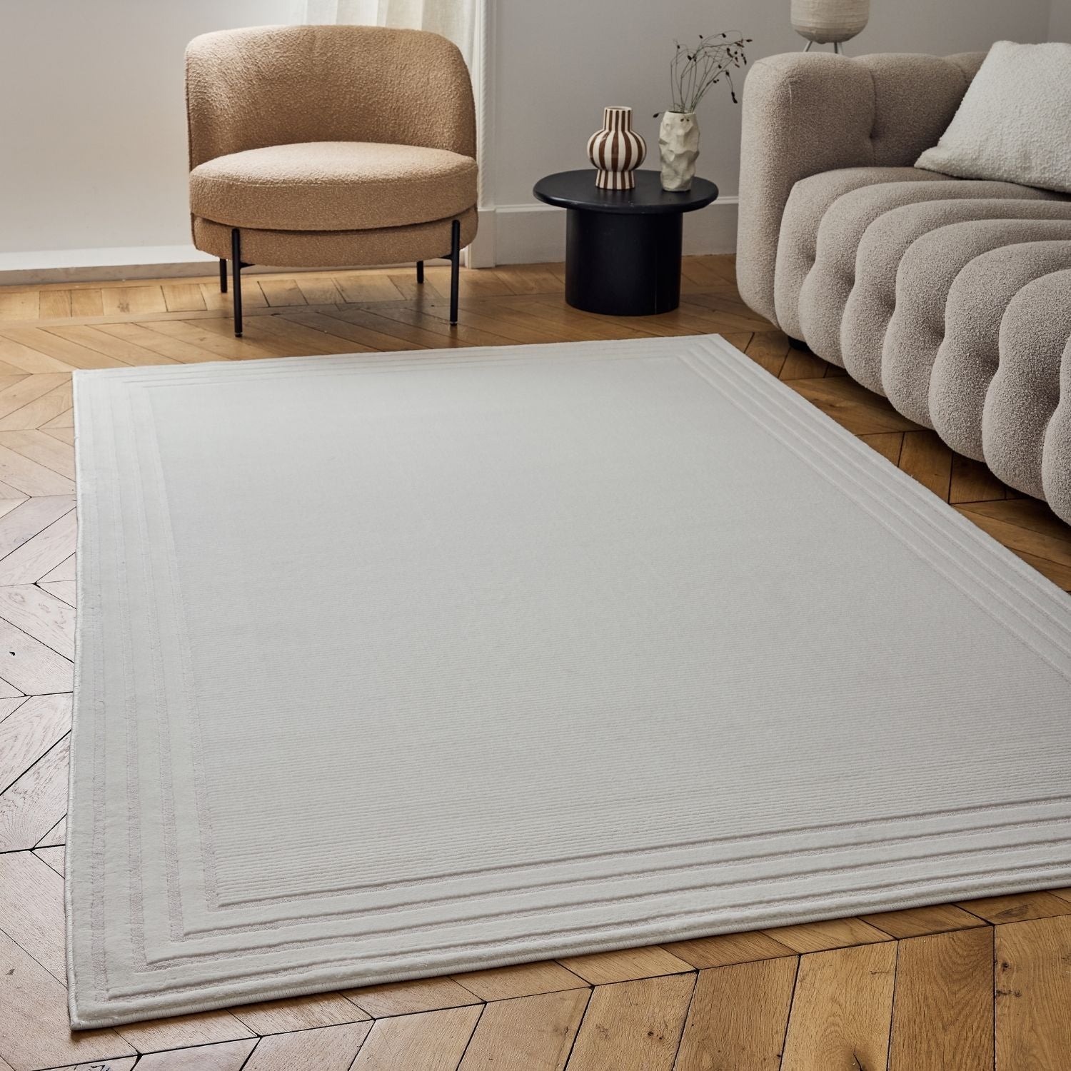 Carmel Cream Bordered Rug | 6060