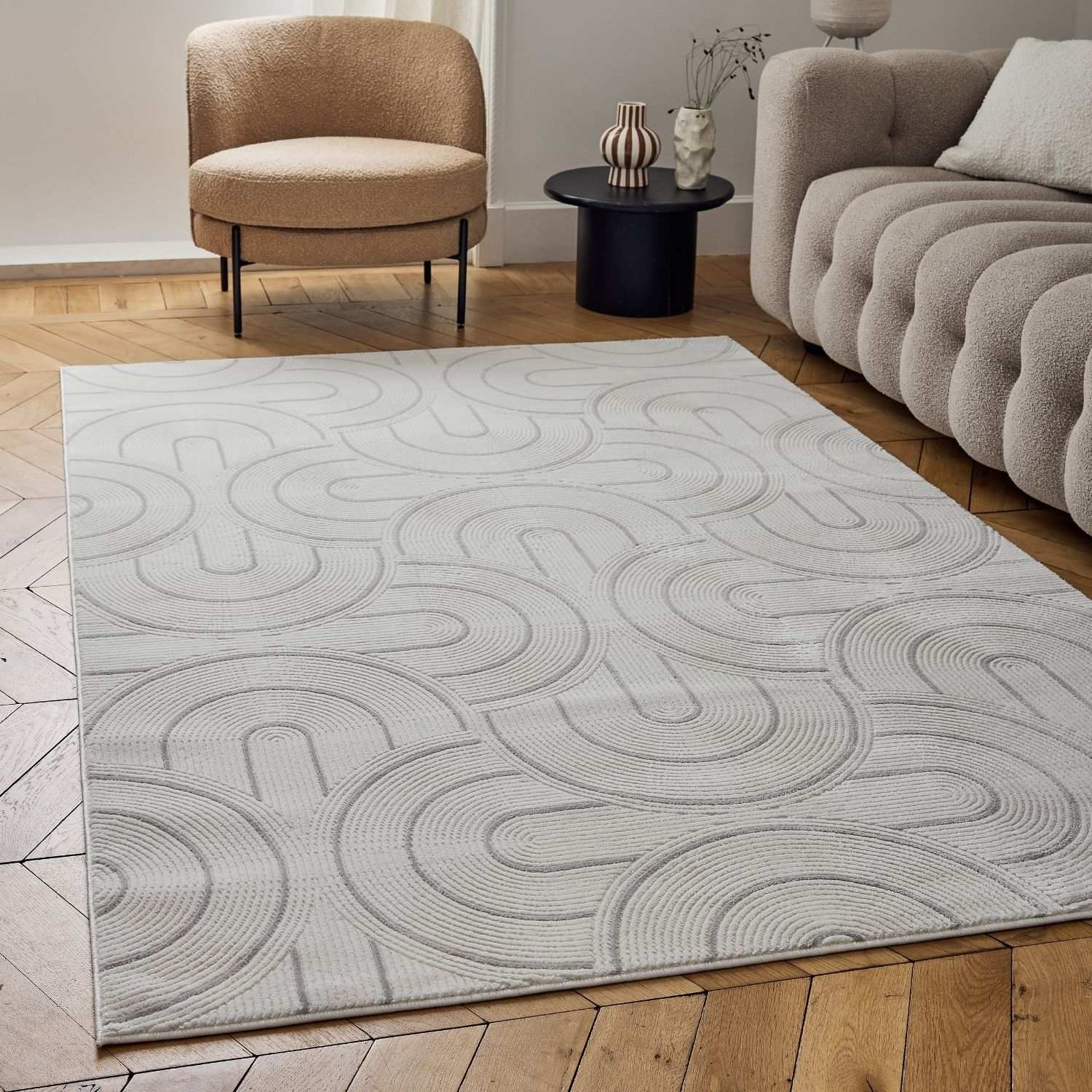 Carmel Cream-Grey Geometric Rug | 6070