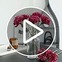 11 Inch Bouquets 10 Stem Carnations,Outdoor UV Resistant No Fade Artificial Flower,Mini Carnation Silk Petals Fake Flowers Forever Plants for Photo Props Home Party and Wedding Decor (Red-10)