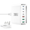 Super Fast Charging Station, 200W GaN 7-Ports Charger Station Hub, Mutil USB Chargers Wall Plug 65W USBC Charger for MacBook Pro/Air, iPads,