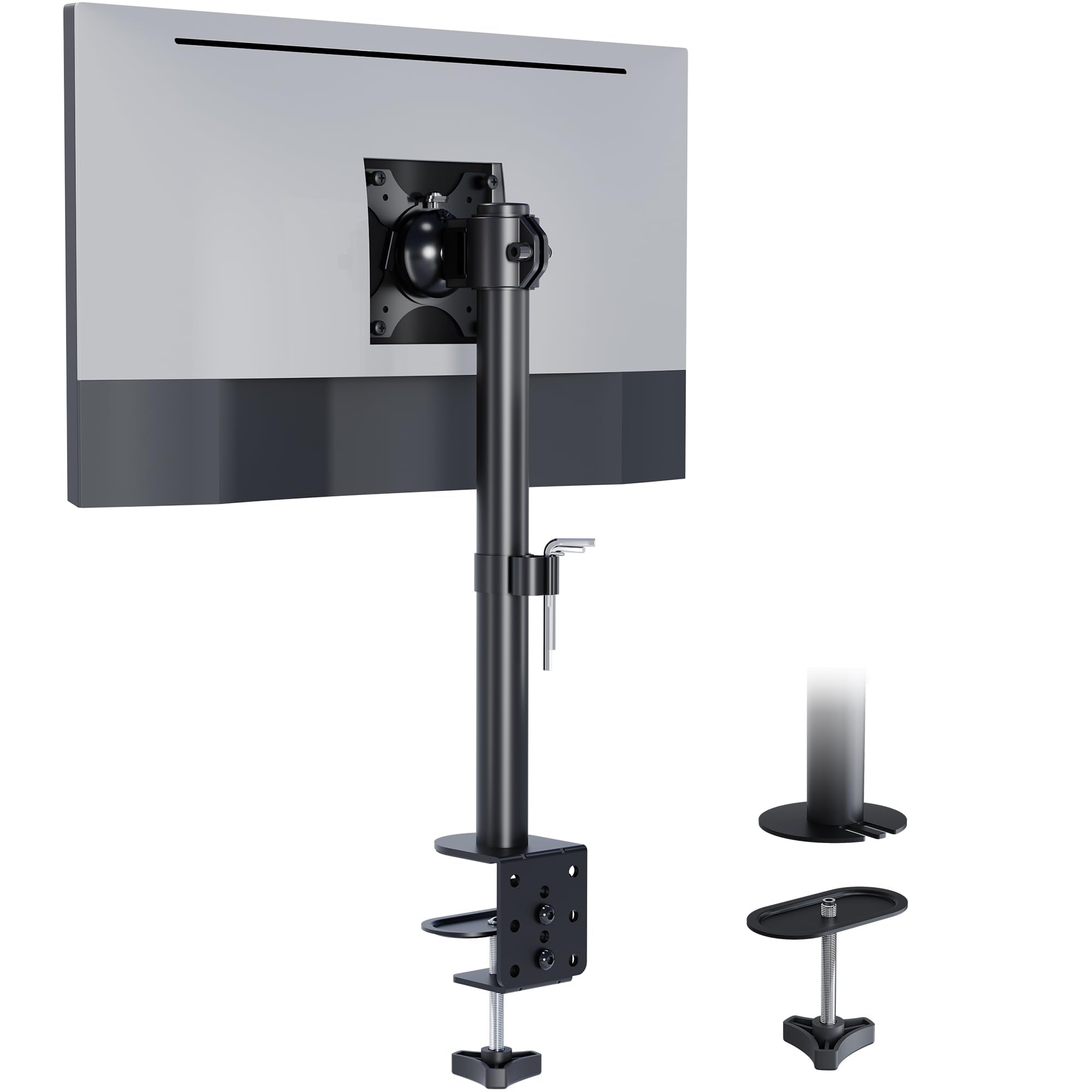 BONTEC Single Monitor Arm for 13-34 Inch Screens, Height Adjustable Desk Mount with Full Motion, VESA 100 x 100mm, Supports Up to 10kg, Cable