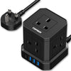 20W PD3.0 USB-C Cube Extension Lead 2M, TOPREK 5 Way (13A/3250W) Multi Plug Extension Socket + 4 USB Slots+1 Switch, Child Safety UK Desktop Extension