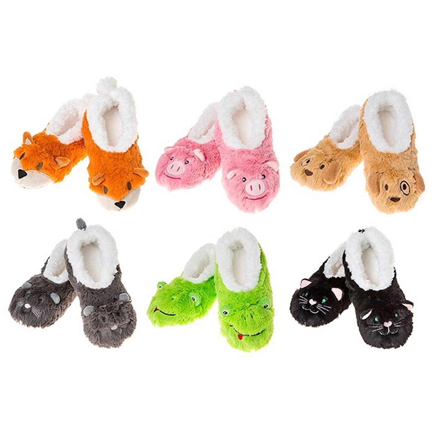 Childrens Animal Snoozies Soft Sherpa Fleece Fluffy Slippers