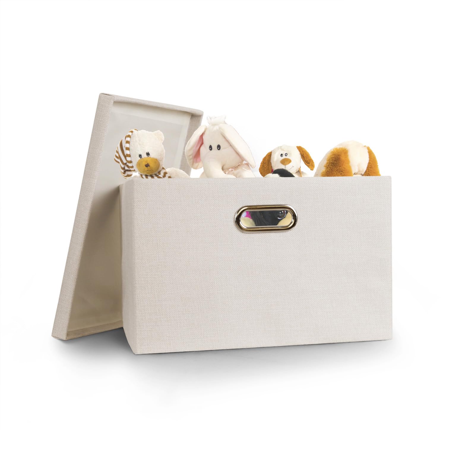 Wintao Storage Boxes with Lids, Storage Baskets for Shelves Toy Box Collapsible Fabric Bins Home & Office Beige Extra Large 44 x 31 x 29 cm 3 Pack