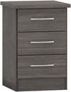 Seconique Nevada 3 Drawer Bedside in Black Wood Grain