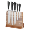 SANHUI 6-Piece Knife Block Set with 5 Kitchen Knives Stainless Steel and 1 Magnetic Knife Stand Acacia Wood Knives Holder Storage Rack