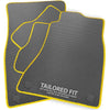 Rubber Car Mats FOR Ford Fiesta MK8 2017+ Luxury Diamond Rubber - Yellow Ribbed Trim [DIAMRUB-2184]
