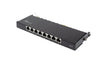 Good Connections? Patch panel/patch panel - desktop - cat. 6, 250 MHz - gigabit capable - 8 port - 0.5 HE - STP shielded - tool opening - jet black