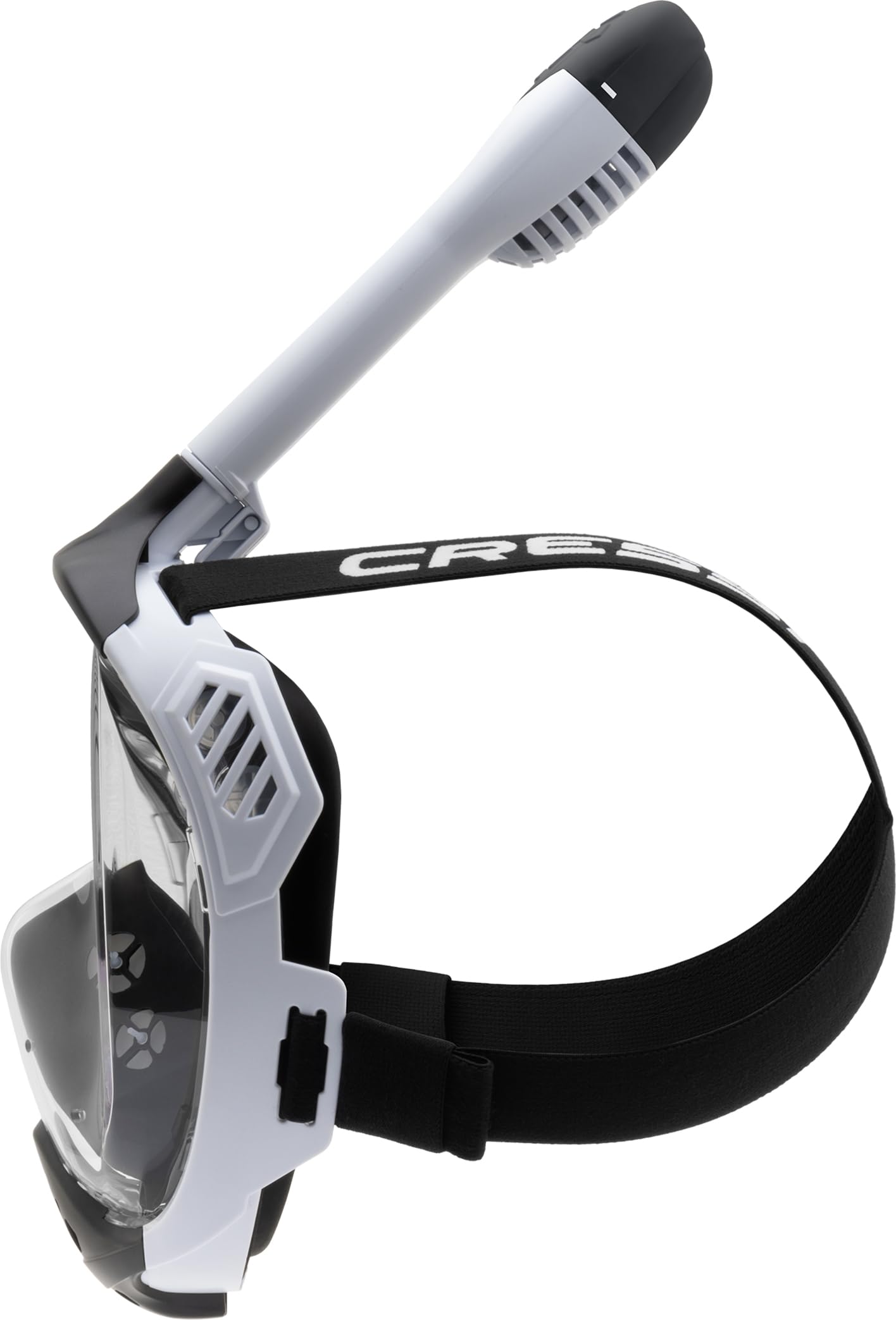 CRESSI Java Full Face Mask White/Black S/M-Unisex Full Face Snorkel Mask, Ultra Clear Anti Fog Lens, 100% Silicone, Snorkel Dry with Safety Valves,