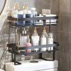 Hapihom Over The Toilet Storage Shelf, Bathroom Organizer, Punch-Free Back Of Toilet Rack Space Saver Double Layer Black