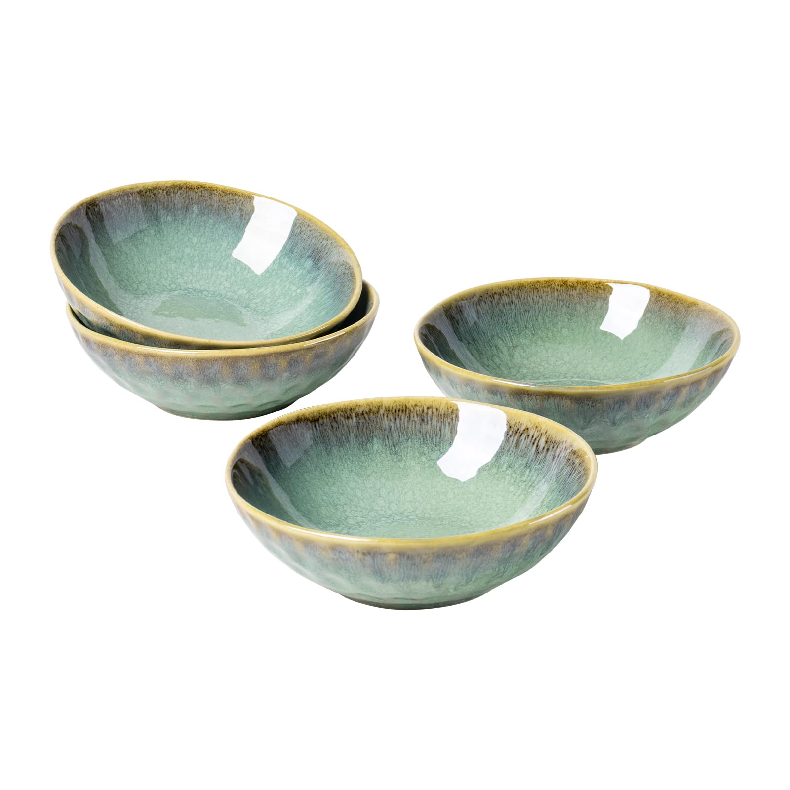Bowls Set of 4 Bowls - 25 Oz, Cereal Bowls Stoneware Set/Soup Bowls Ceramic Bowls Ramen Retro Green - 750ml