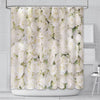 AIBIIN White Flowers Wall Shower Curtain Sweet Wedding Floral Girl Ladies Bathroom Bathtubs Decor Durable Waterproof Fabric Bathtub Sets with 12 Hooks