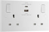 BG Electrical 45W Double Switched Power Wall Plug Socket with Super Fast Charge Type A & C USB Charging Ports, Square Edge, Nexus 900 Series, White