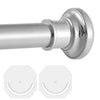 Curtain Rod No Drilling, Telescopic Rods 76-123 cm, Shower Curtain Pole Including 2 Holder, for Bathroom and Wardrobe, Silver(Diameter 28 mm)