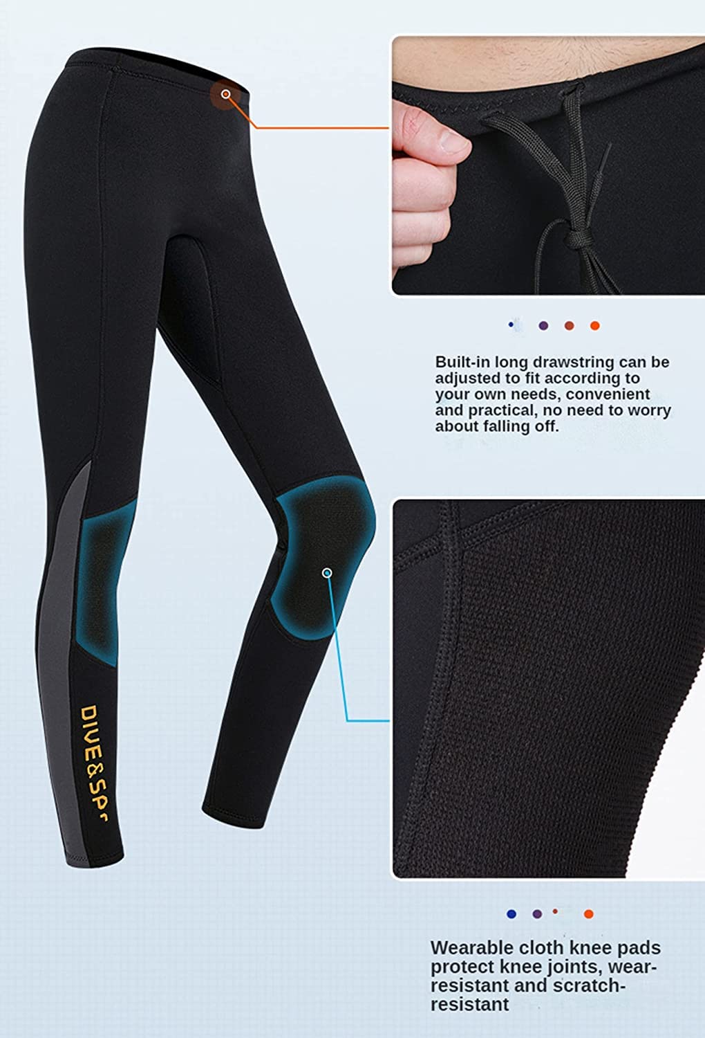 EUPTE 3mm Diving Wetsuit Pants Swimming Pants Leggings for Women Men (S, Men)