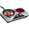CUSIMAX Hot Plate, Double Infrared Hot Plates for cooking, 2100W Electric Hob Portable Cooktop with Dual Temperature Control & Overheat Protection,