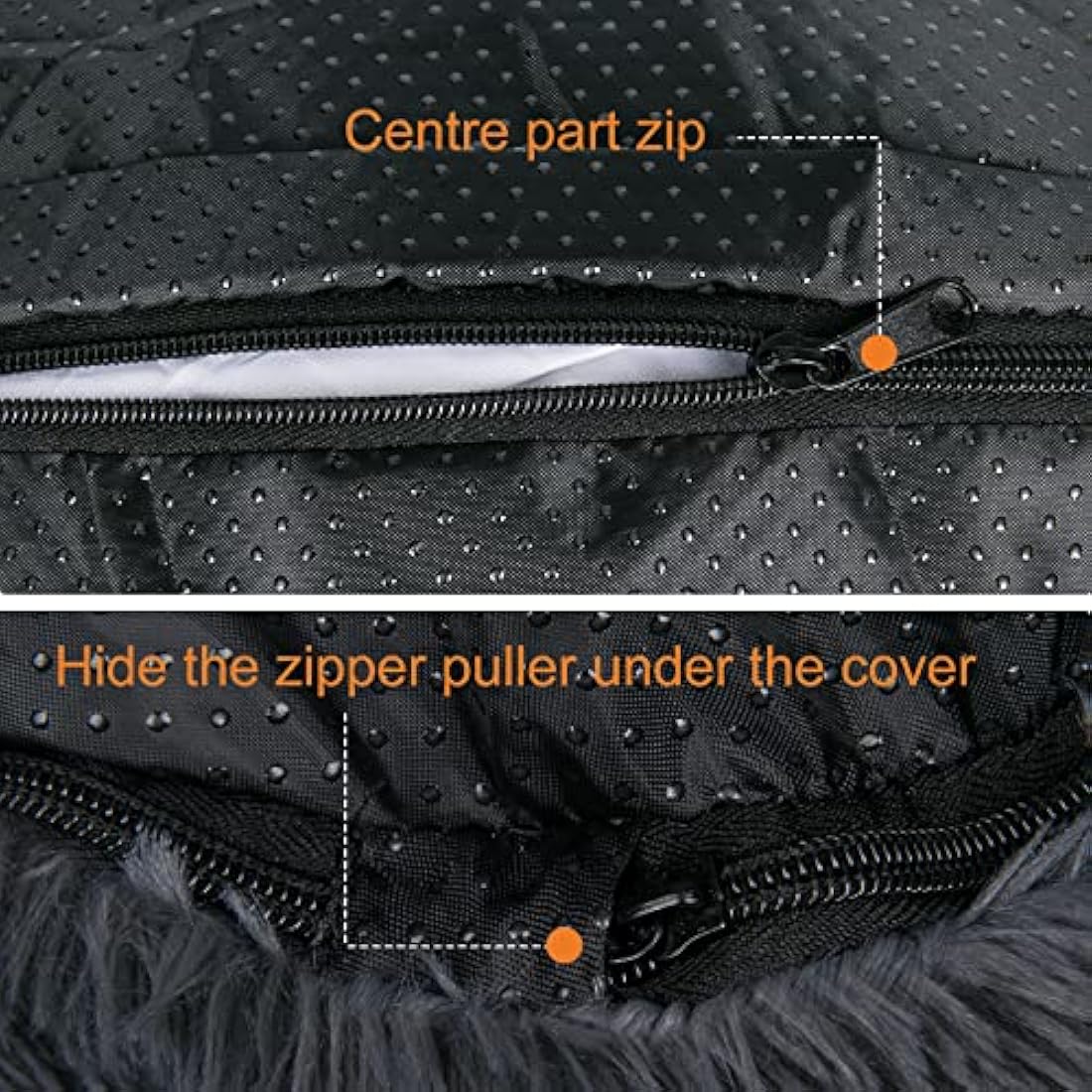 Moistu Calming Dog Bed with Removable Cover: Washable Donut Anti Anxiety Dog Beds - Soft Round Cuddler Cat Bed - Fluffy Plush Comfy Warm Puppy Pet Bed with Zip (Ø 80cm Outerdiameter (XL), Dark Grey)