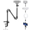 KDD Webcam Stand Camera Mount with Phone Holder, 21.7 Inch Foldable Flexible Gooseneck Cell Phone Clamp & Table Projector Mount, for Logitech C922