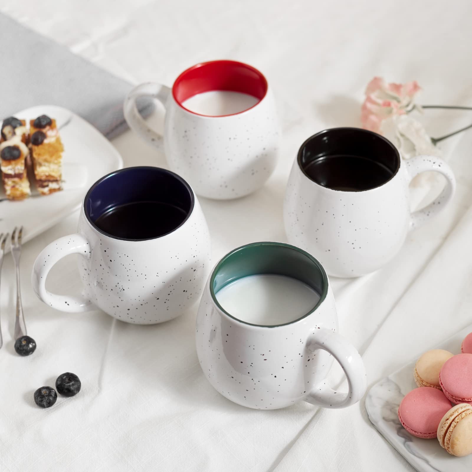LIFVER 21 Oz/620 ml Coffee Mugs Set of 4, Large Ceramic Coffee Cups with Large Handles for Milk, Tea, Hot Cocoa, Christmas Thanksgiving Housewarming