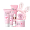 Sakura Skincare Gifts for Teenage Girls, Skincare Set with Hydrating Face Wash, Serum, Moisturizing Cream, Peeling Gel & Tone-Evening Primer, Skin