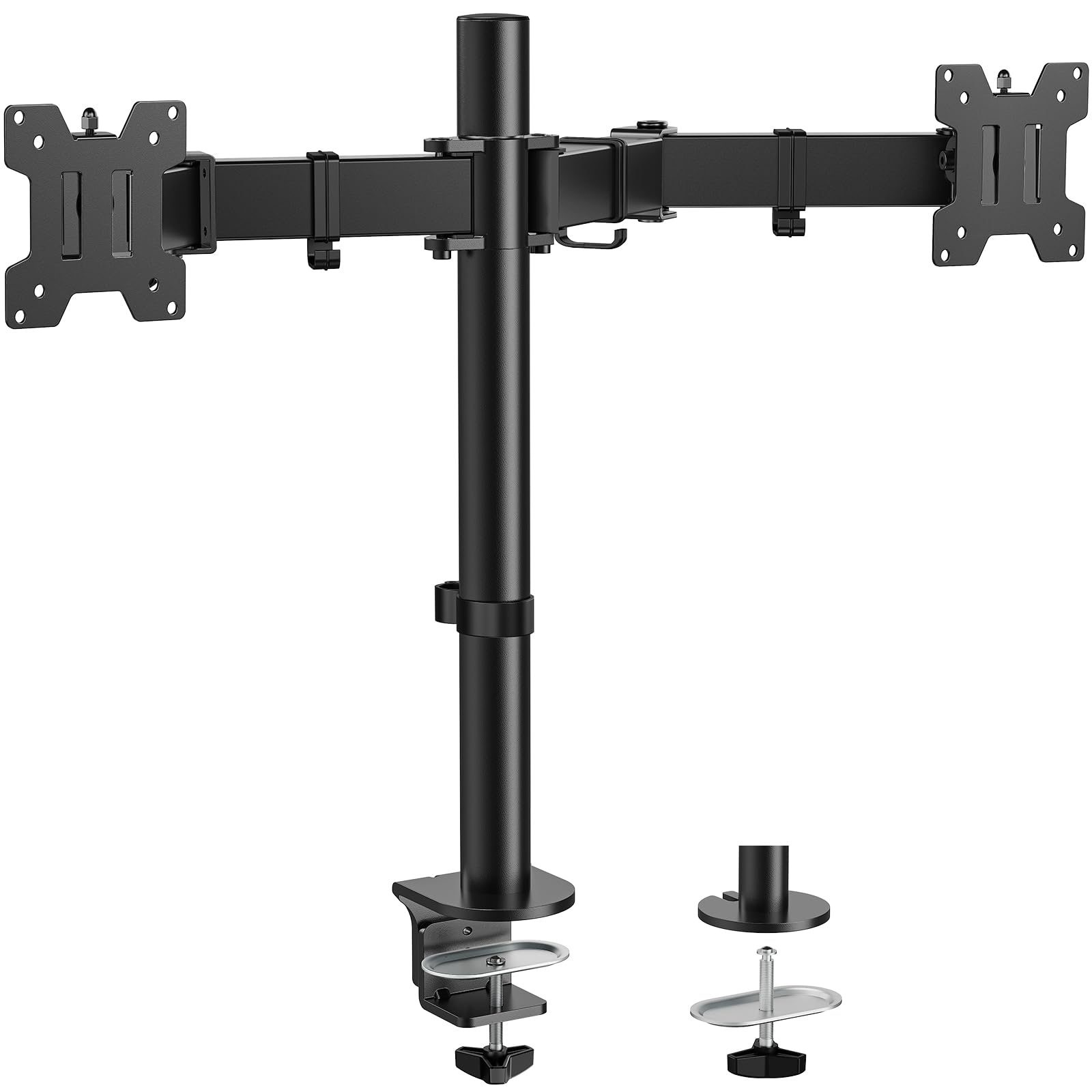 HUANUO Dual Monitor Arm Desk Mount for 13-32'' Screens, Heavy-Duty Steel Adjustable Arm to 8kg per Arm, Adjustable Height, Tilt, Swivel, Rotation,