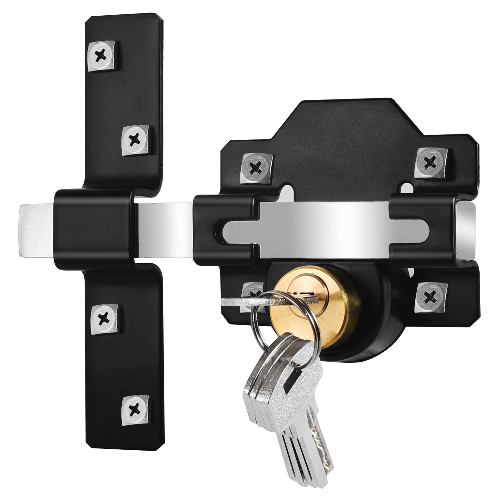 HeavenBird Long Throw Gate Lock, 70mm, Mortise Lock for Wooden Door, Double Locking, Suitable for Sheds & Garden Door, 5 Keys