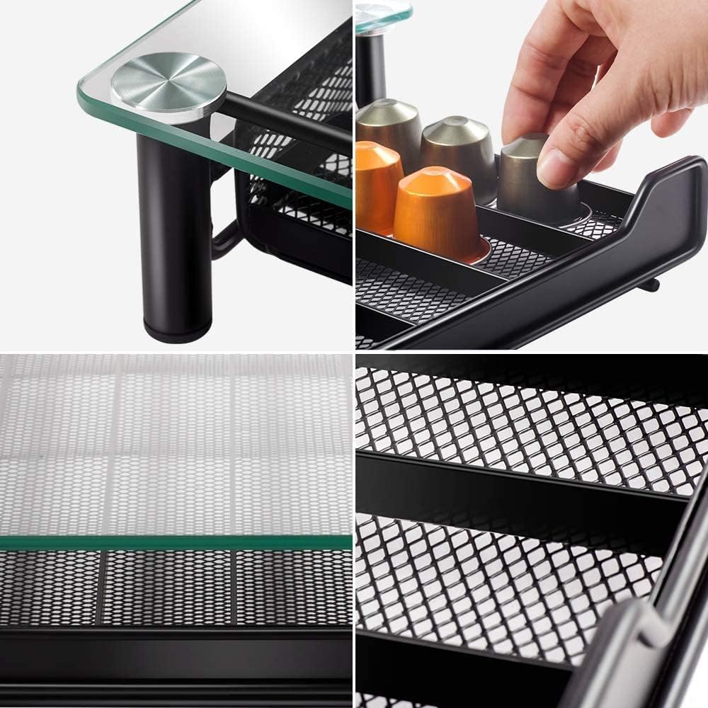 MASTERTOP Coffee Pod Holder - Gorgeous Coffee Pod Storage Drawer Holder for 60 Capsules, Functional Coffee Storage Drawer Holder, Tempered Glass, 1