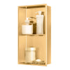 sunrik Shower Niche, Embedded Shower Niche Stainless Steel, Shower Niche with Shelf 30?60?10cm, Gold