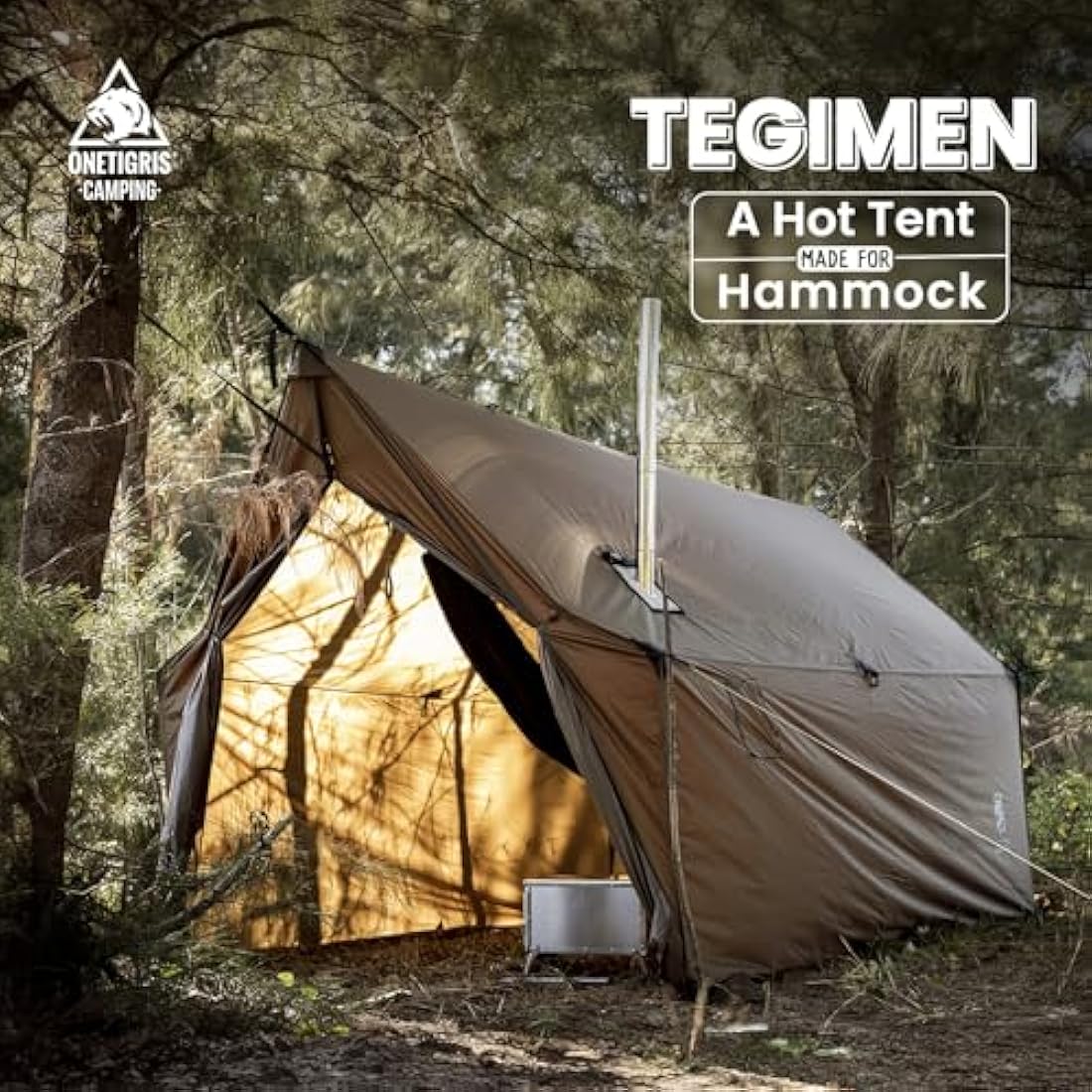 OneTigris TEGIMEN Hammock Hot Tent with Stove Jack, Spacious Versatile Wall Tent with Snow Skirt, 3000mm Waterproof with Zippered Tent Bag