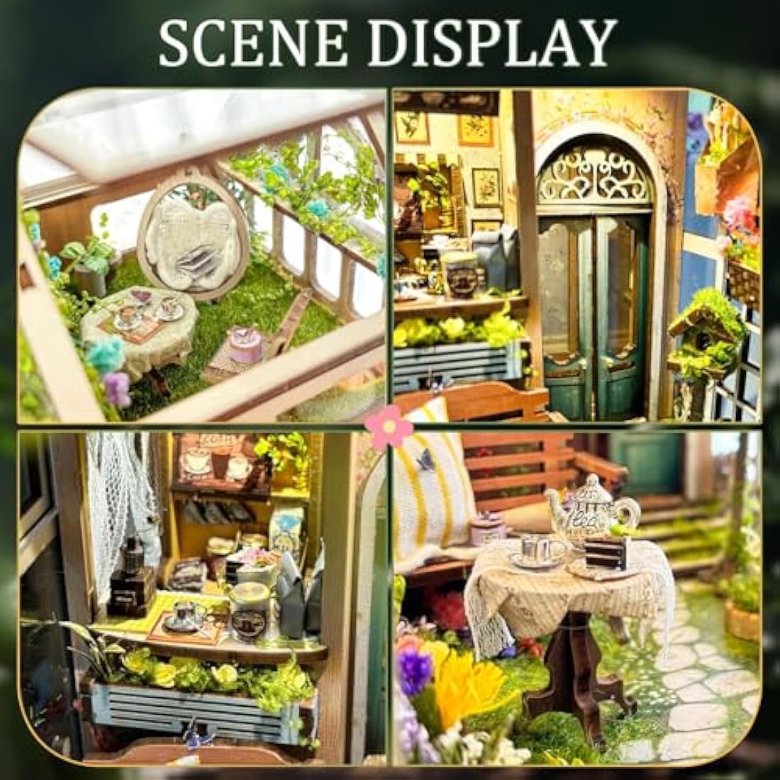 CRIOLPO Book Nook Kit with LED Lights, DIY Miniature House Kit Dolls House Kit, 3D Wooden Puzzle Bookend Booknook Book Shelf Decoration Gift for Teens Adults